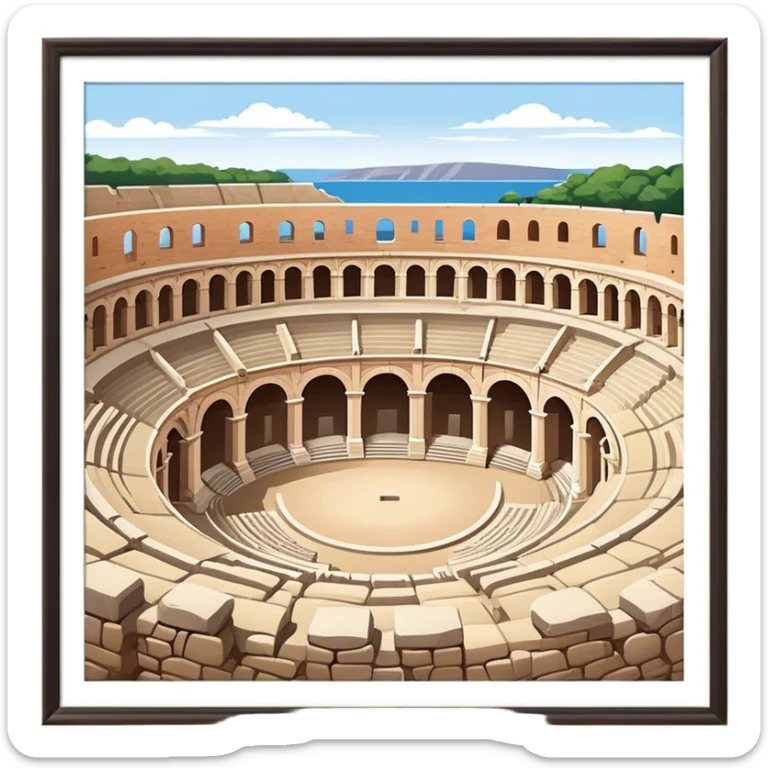 Pula Arena Landmark Emoji – Depicting the Roman amphitheater with its large stone arches. sticker