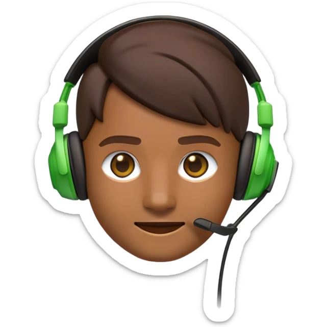Clash of Clans aesthetic: Cinematic Playful Xbox Headset Portrait Emoji, rendered in a 3D vector-style similar to standard emojis with minimal shading and bold, simplified shapes. A compact, distinct form with signature details, softly glowing with a modern gaming energy charm. Simplified yet unmistakably iconic, highly detailed and consistent, glowing with a soft radiance and high shine. Stylized with a touch of next-gen innovation and a soft glowing outline, capturing the essence of a beloved gaming relic with a friendly, playful manner! sticker