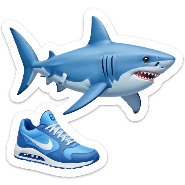 Tralalero Tralala, a shark with 4 legs and blue nike sneakers on each foot sticker