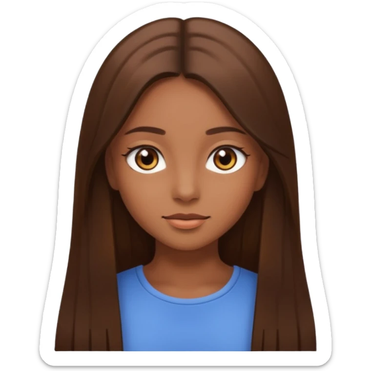 Beautiful girl,Brown ,straight hair，long hair, light brown eyes sticker