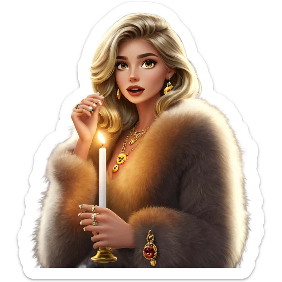 girl with jewelry by candlelight sticker