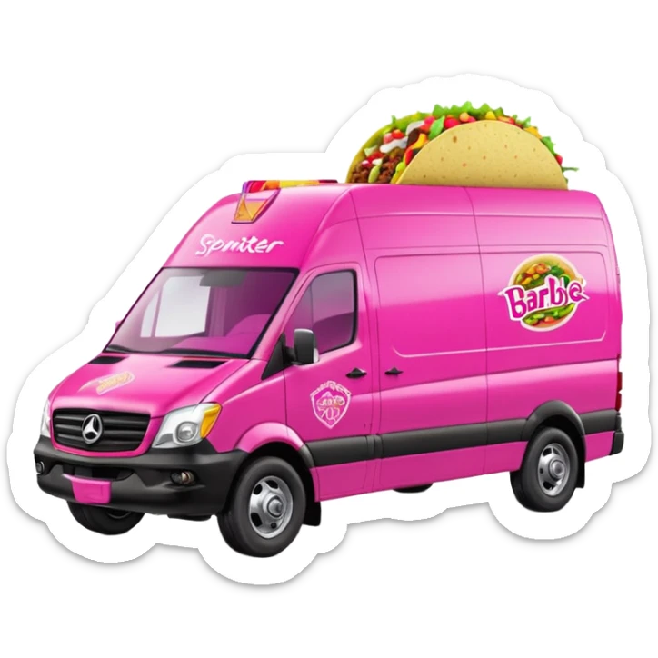 Barbie’s hot tacos Extended length Sprinter 4500 van high roof delivery truck   sticker