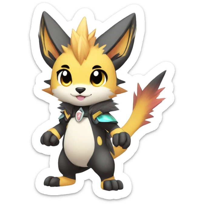 Anthro Scalie Spiky Cool Edgy Magical Shiny Colorful Pastel Sparkle Kemono-style Chibi Fantasy-Animal-Fakémon-Pokémon-Hybrid Fur Sona Aesthetic Full Body sticker