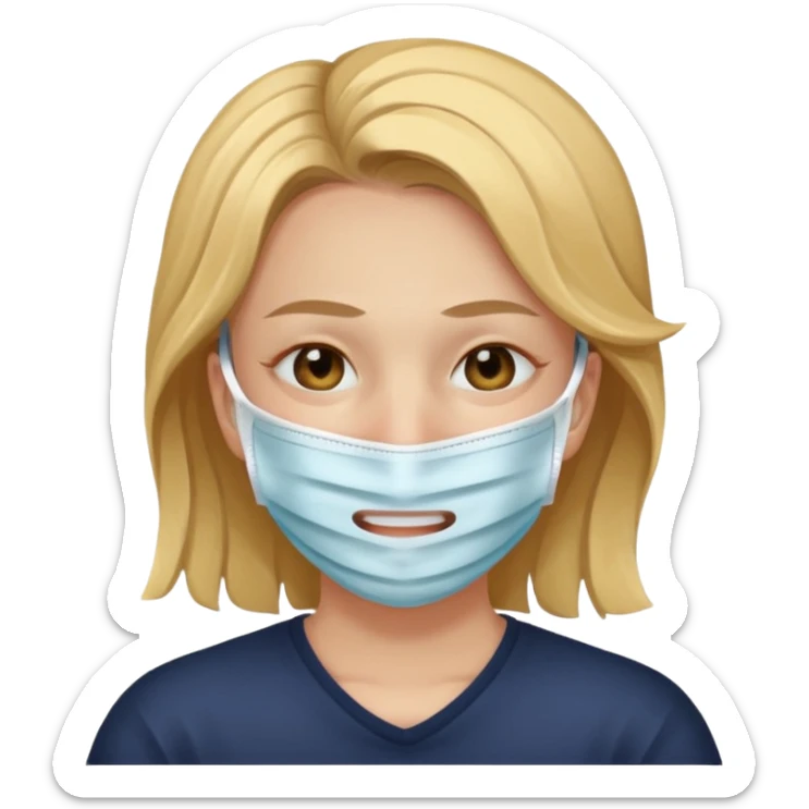 Quiero q sea una carita rota con tristeza q use una máscara q la haga ver feliz sticker