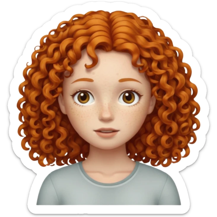 A ginger girl with curly hair in this style 👩🏼‍🦱 just the head no body sticker