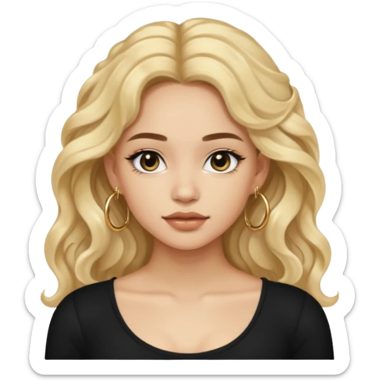 Im a girl whos lightskin, i have wavy long hair and i usually wear a black crop top with small gold hoop earrings sticker