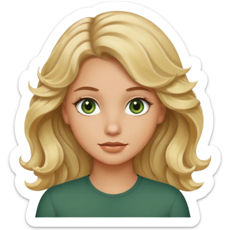 Pretty white girl with blonde wavy hair brownish green eyes and a cute body sticker