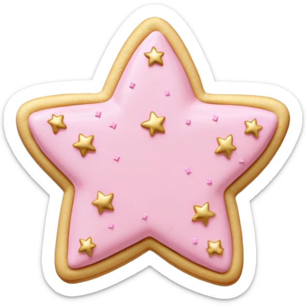 pink buttercream sugar cookie with gold heart and star sprinkles  sticker