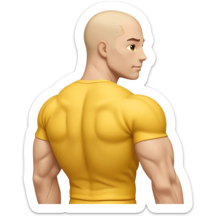 Emoji of Shoulders Muscle from side view, the human is yellow like on iphones. He has big shoulders. He is completely yellow and has no hair or facial expressions sticker