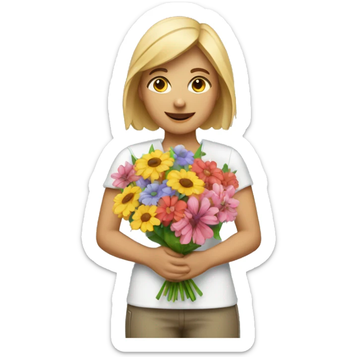 A bouquet of flowers in the hands of a florist (woman) sticker