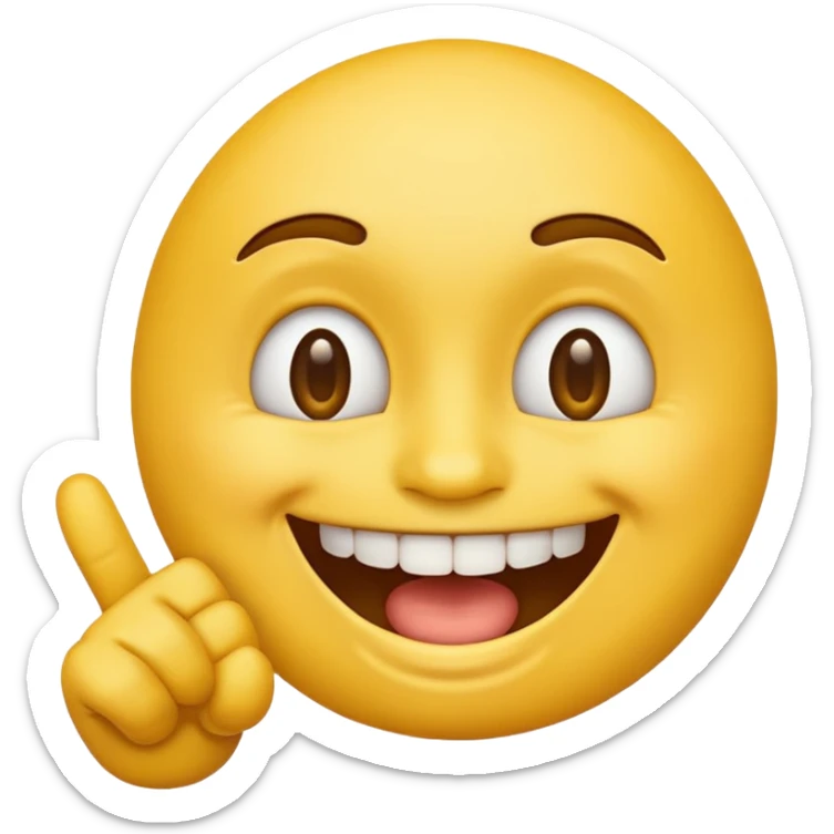 Emoji tête jaune avec un sourire et le doigt sur les dents  sticker