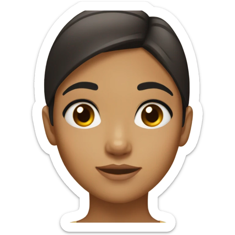 A girl with blackish brownish hair and eyes with tan skin sticker