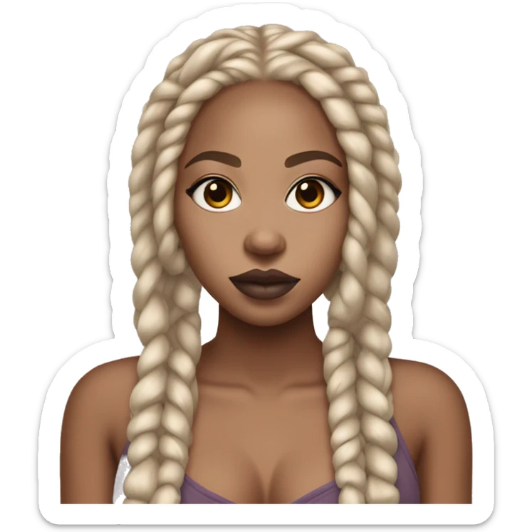 Lightskin black girl with dirty blonde box braids and mauve lips  sticker