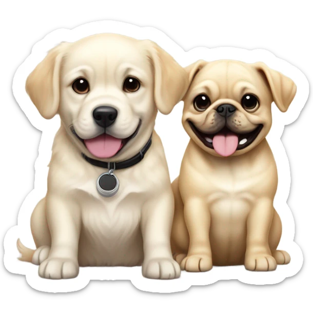 English cream golden retriever and an oreo colored frenchie as best friends sticker