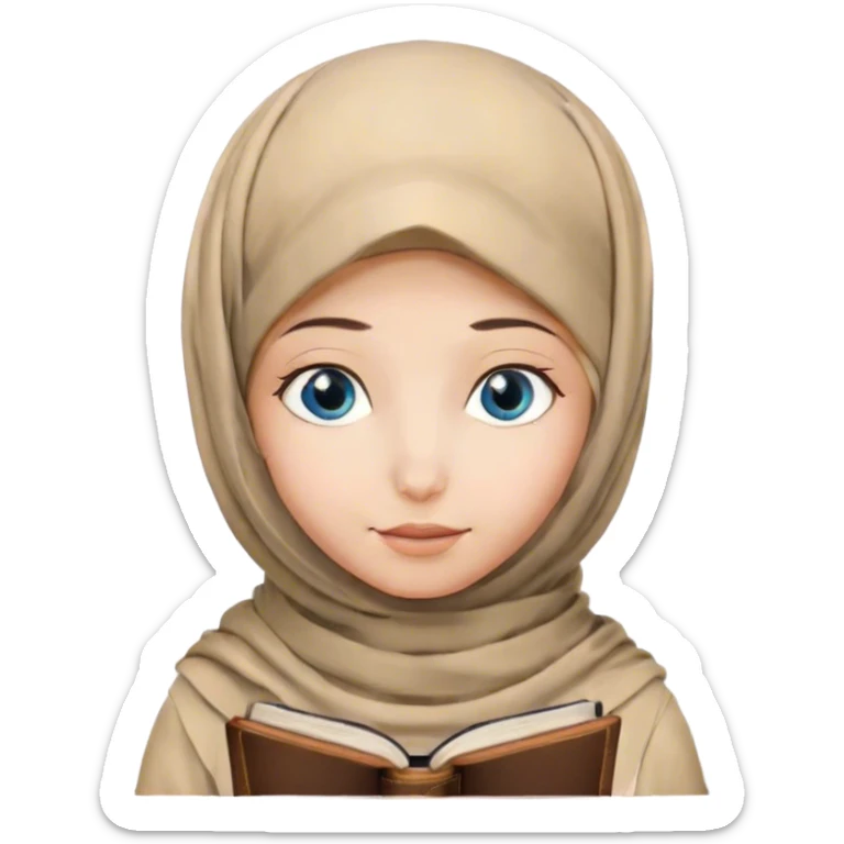 Turkish blonde girl lily design Hijab with blue eyes and beautiful finish reading quran sticker