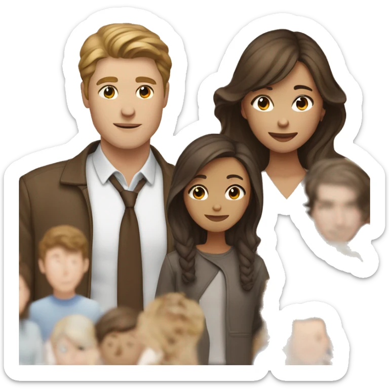 Brown haird asian girl with brown hair white guy sticker