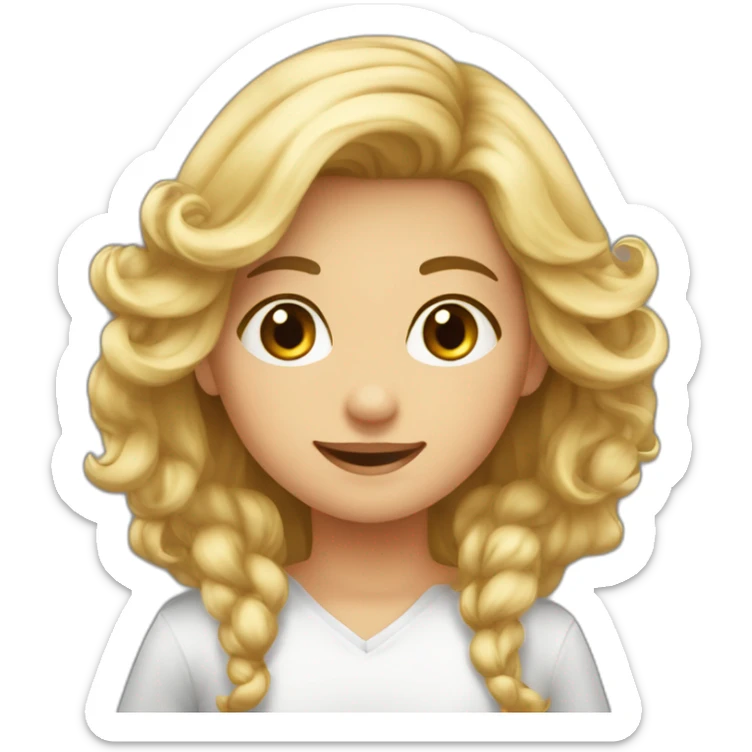 Garçon au cheveux cours blond embrasse fille au cheveux long marron sticker