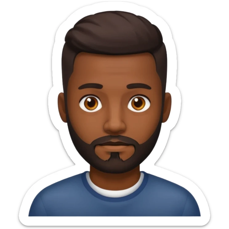 Dark brown skin man with a light beard and a fade haircut with dark brown eyes sticker