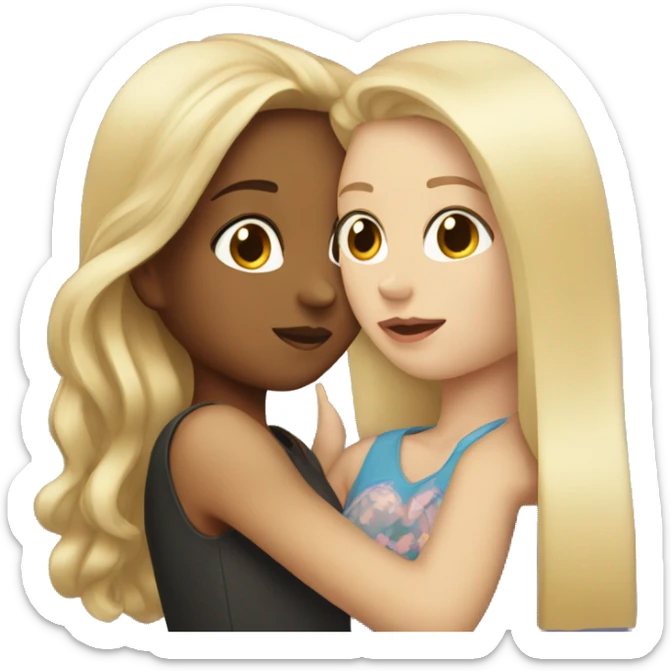 Blonde girl Kissing a  brunette girl sticker