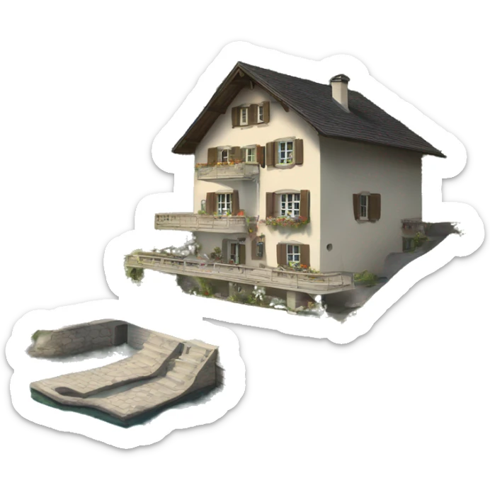 estate on the shore of a Swiss lake in the mountains sticker