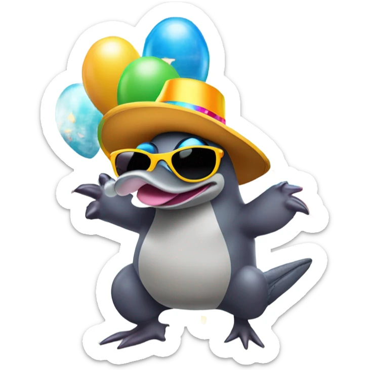The platypus living its best life and partying sticker