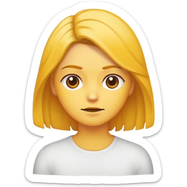 una cara amarilla mirando hacia arriba a la derecha mientras se acaricia el pelo sticker