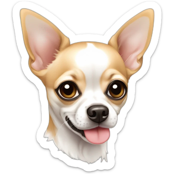 retrato de perrito chihuahua vector lineas delgadas ojos coloreados en color blanco sticker