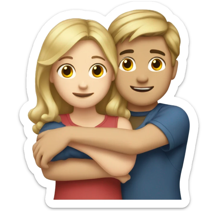 boy-brown-hair hug girl with blonde-hair sticker