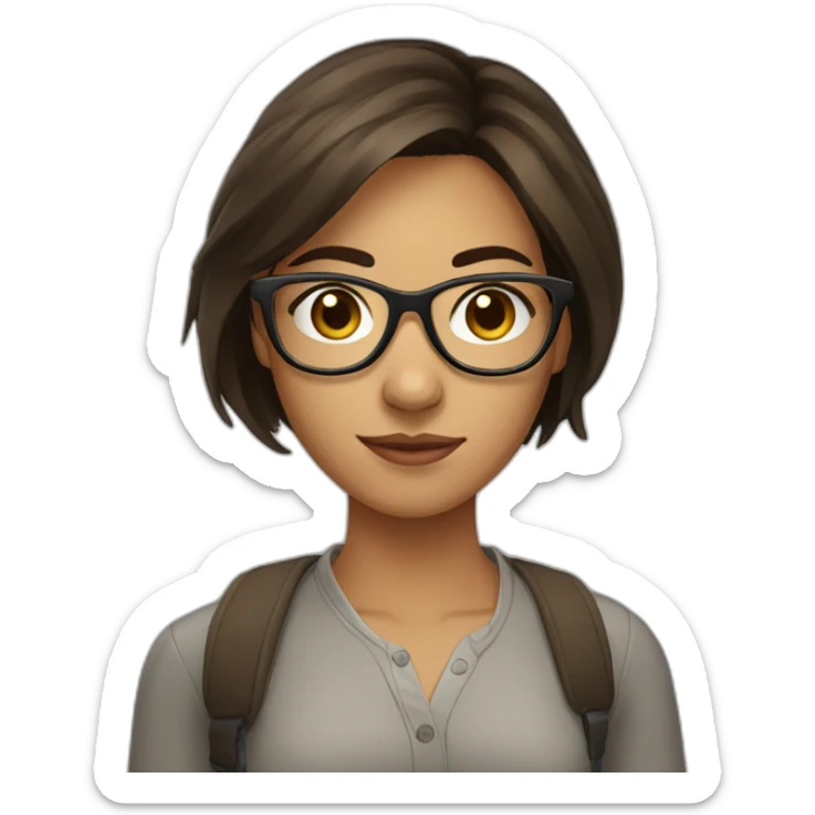 Colombian young woman , with glasses and straight brown hair down to her shoulders sticker