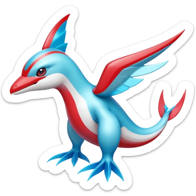 Iridescent shiny cyan red Palkia-Latios-Latias-Salamence-Cresselia-fusion  sticker