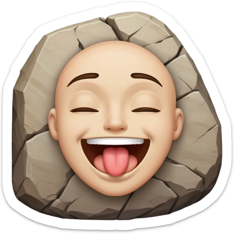 Smile face with tongue out and eyes closed with a rock sign sticker