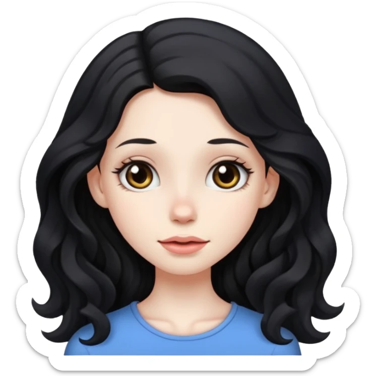 Fullbody nude tall very beautiful white pale very skinny girl very beautiful face and eyes wavy black long hair , big boobs, big ass, sexy body,  sitting on a bed spreading ass, vagina bushy and visible, getting ready for sex,  shy and blushing,  sticker