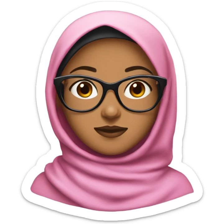 light brownskin girl with pink hijab and black glasses on sticker
