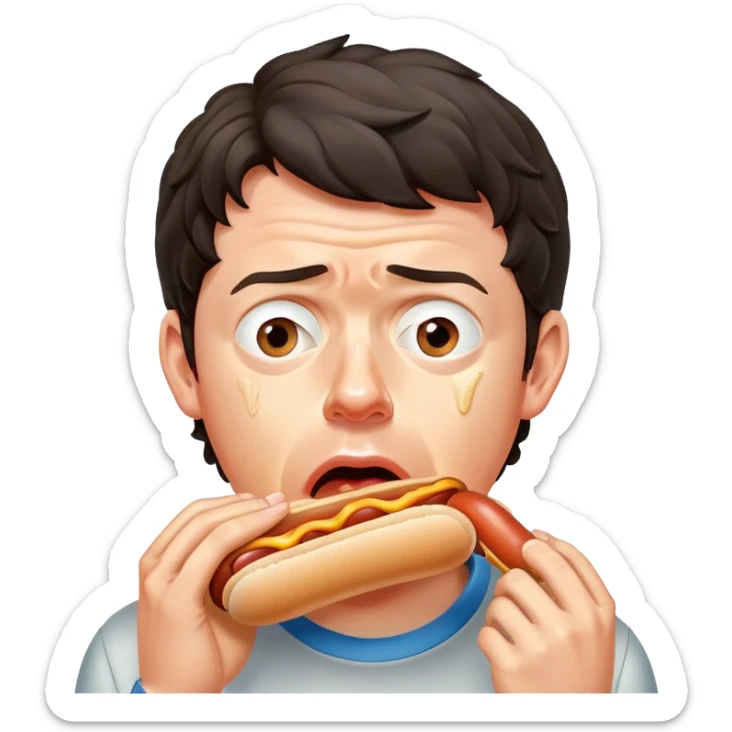 rory mcilroy choking on a hot dog with tears coming down his face and drooling out of his mouth because he can’t breath  sticker