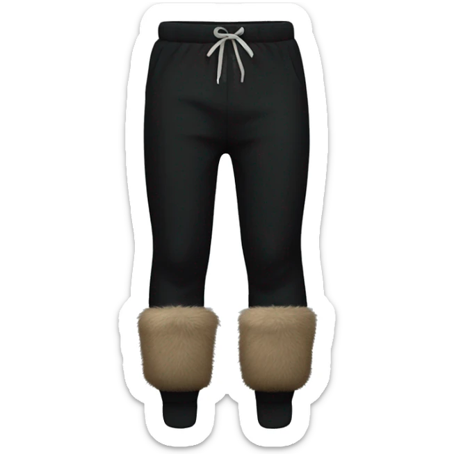 Black sweatpants with fur cuffs on the bottom of the pants legs sticker