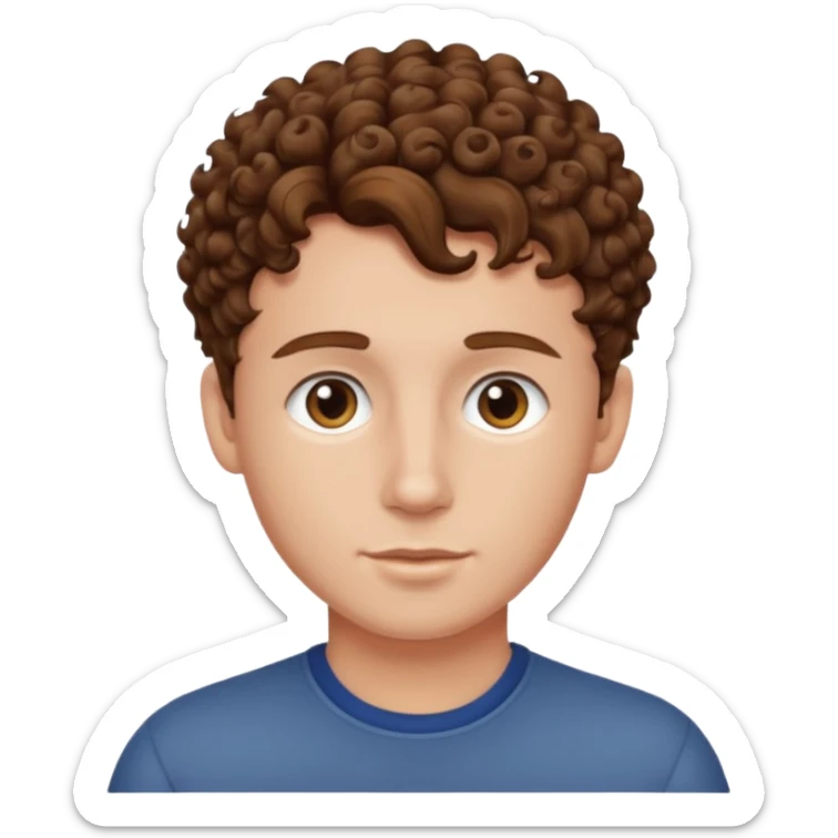 Create an emoji of YouTuber DavidMC's face - he has hair with short sides but a curly top, it is brown sticker