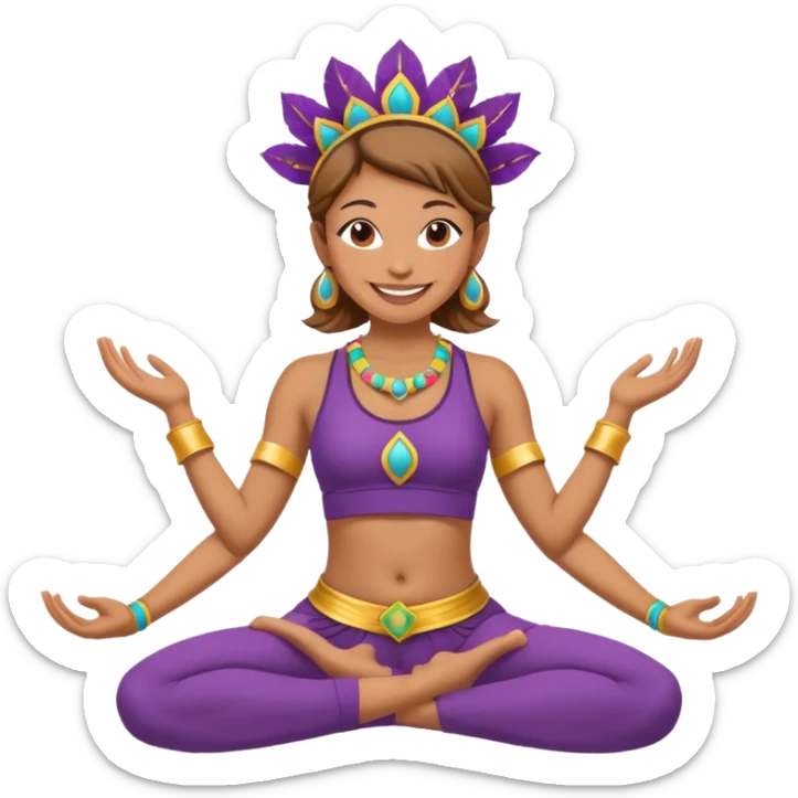 Uma pessoa em posição de yoga vestida de carnaval fantasiado sticker
