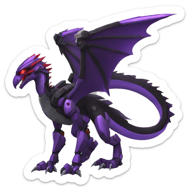  Cool Edgy Black Purple Red Digimon-Fakemon-Raptor-Dragon-Mecha full body sticker