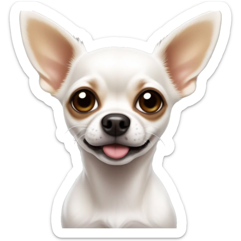 Chihuahua with a white body, black ears, brown splotchcnnes next to his eyes but a white part down the middle of its head to its nose, sending a kiss  sticker