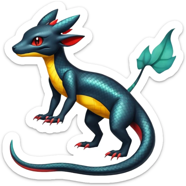 Shiny Exotic Salandit-Umbreon-Charmeleon-Fakémon-hybrid-creature (full body)  sticker