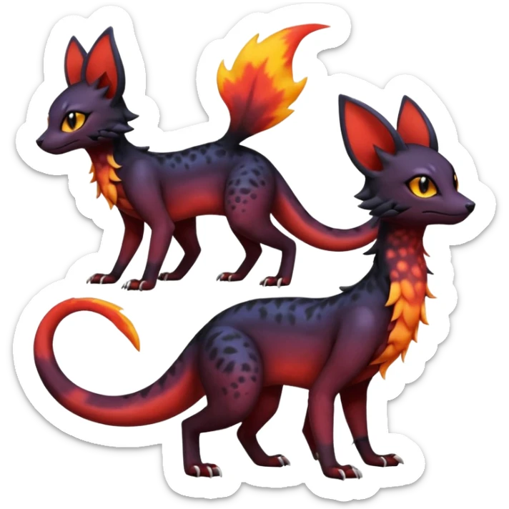 Dark magma-gradients-colored Salandit-Umbreon-Genet-Noivern-Noibat-Serval-Hybrid (Full body) sticker