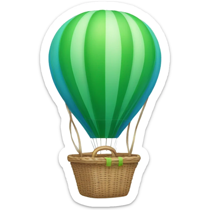 a minimal air balloon with green and small basket and full blue air balloon sticker
