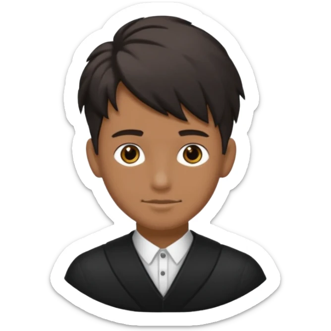 homme cheveux long attaché noir sans cheuveux dépanssant  16 ans, un peu bronzé  sticker