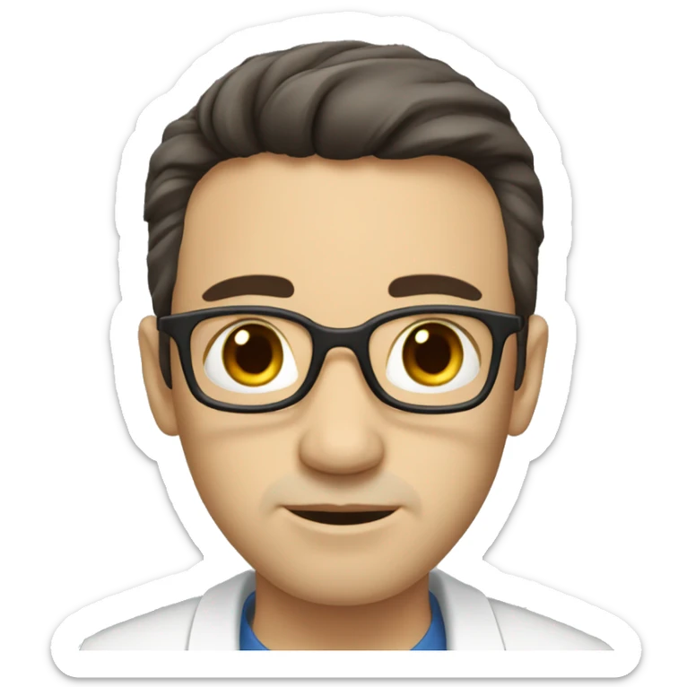 science teacher with white skin dark hair brown eyes big eyes sticker