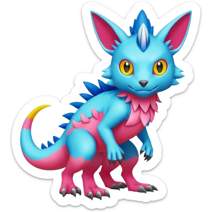 colorful Fakémon-Digimon-Fionbri-Trico-creature (full body) sticker