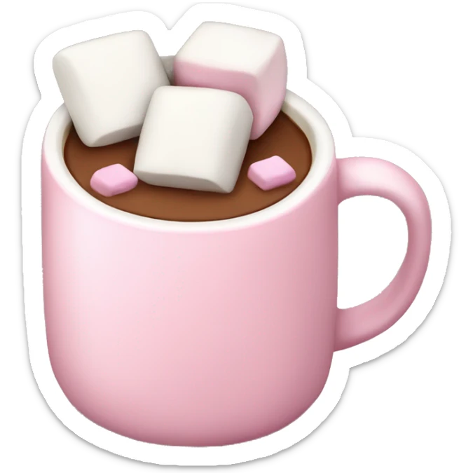 Light Pink mug of hot chocolate with marshmallows  sticker