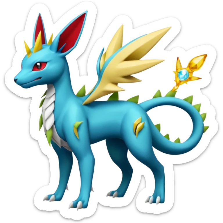 Salamence-Cresselia-Zygarde-Electrike-Jolteon-Fakémon-fusion, full body sticker