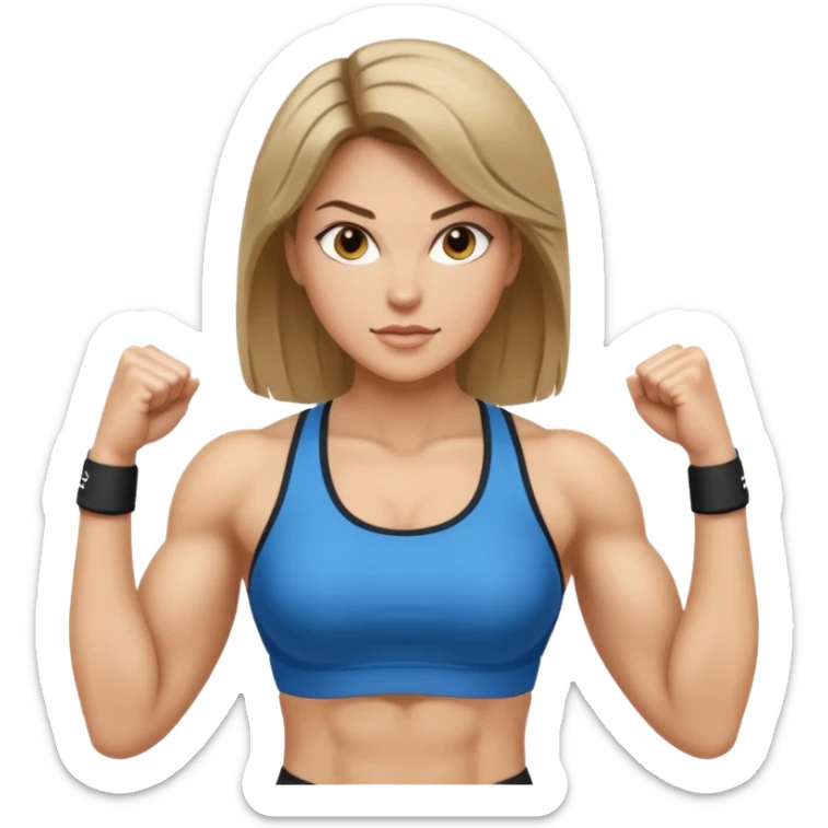 powerful woman fitness dark blonde hair white skin sticker