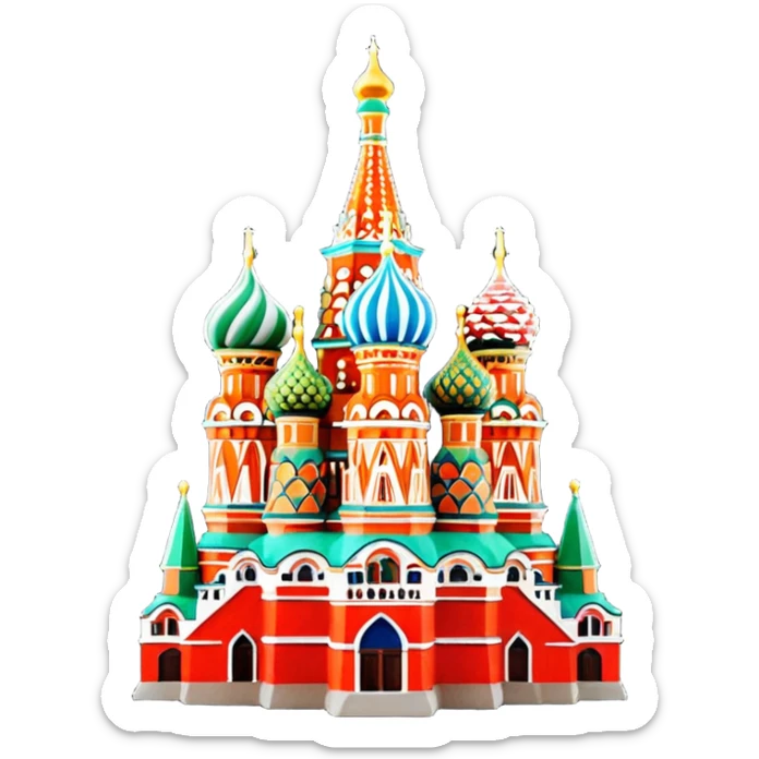 Moscow St. Basil's Cathedral in the form of a figurine souvenir sticker