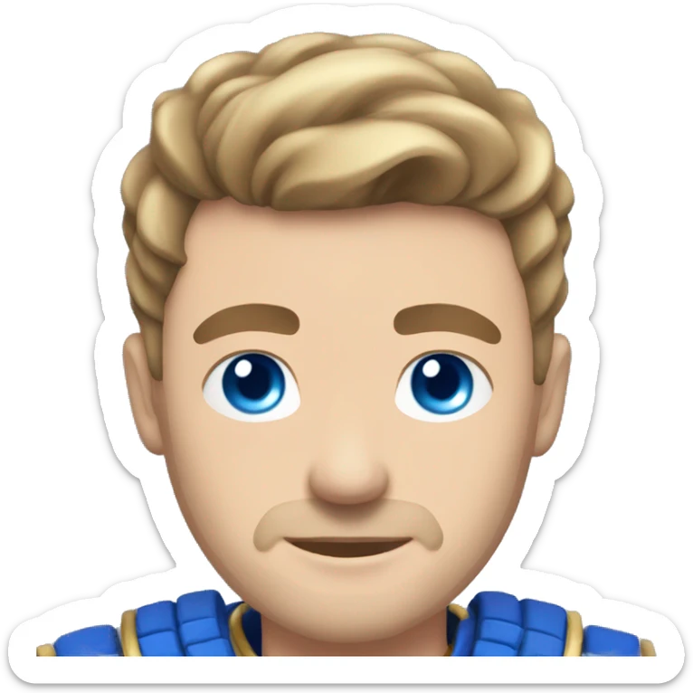 British white male with skin fade brown hair and blue eyes wearing a Mongolian warrior outfit sticker